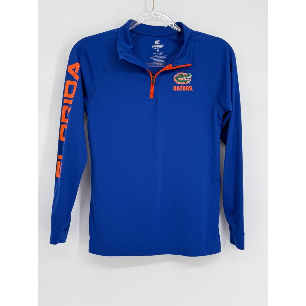 Colosseum Florida Gators Youth Quarter Zip Pullover Blue Orange Sz M 12-14